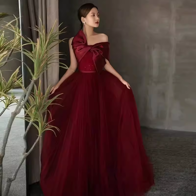 Sexy A line Party Dresses Strapless Red Prom Dresses P951