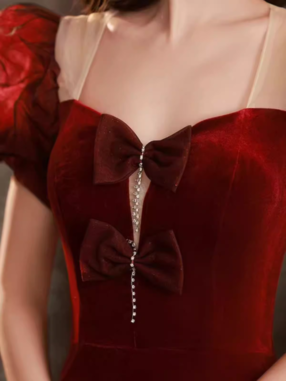 Sexy Mermaid Velvet Party Dresses Red Prom Dresses P952