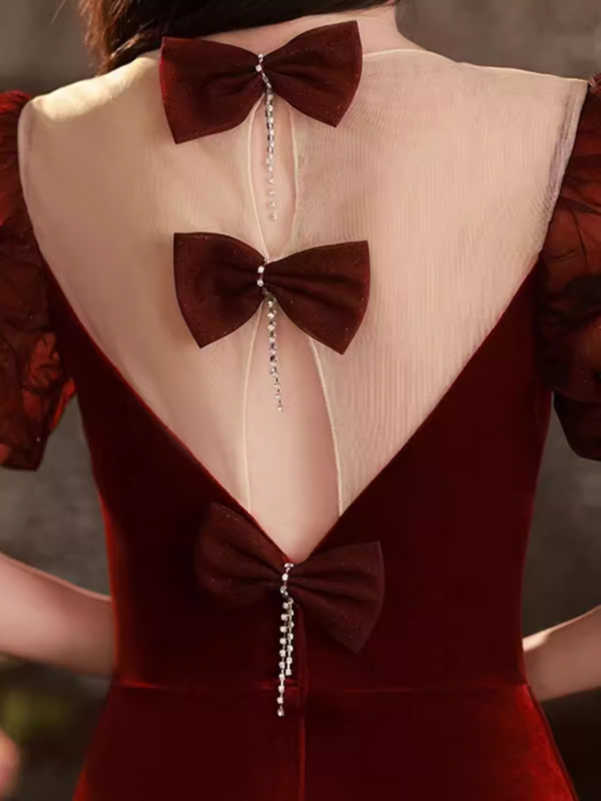 Sexy Mermaid Velvet Party Dresses Red Prom Dresses P952