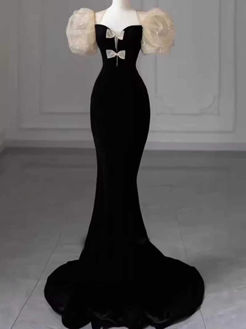 Sexy Mermaid Velvet Party Dresses Red Prom Dresses P952