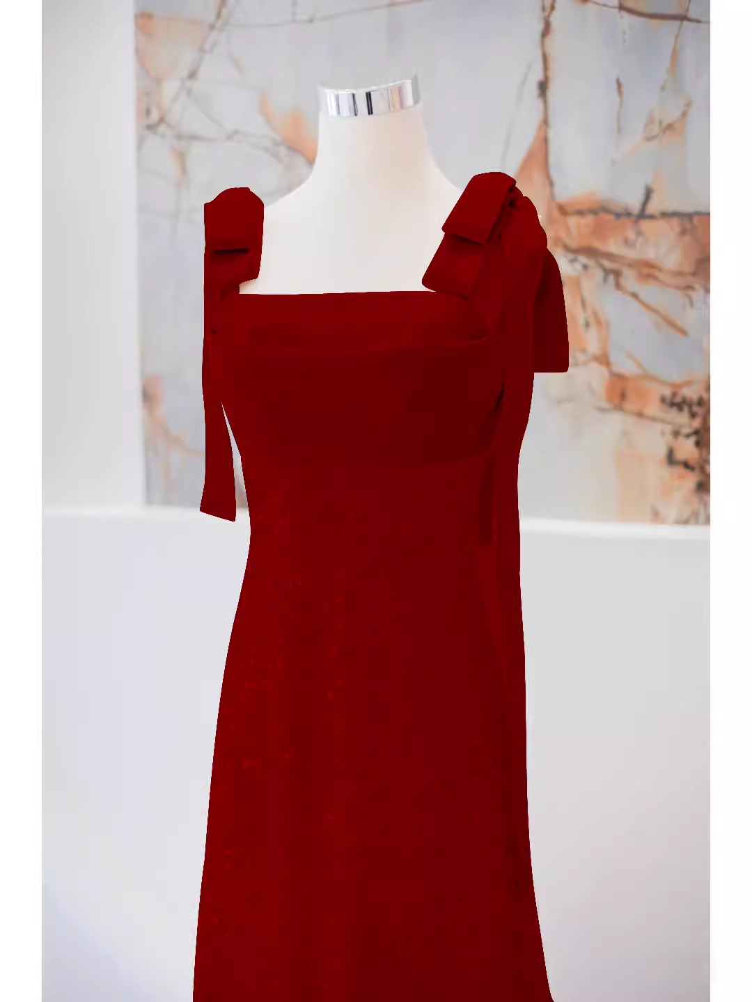 Simple A line Straps Long Red Prom Dress Evening Dress P1362