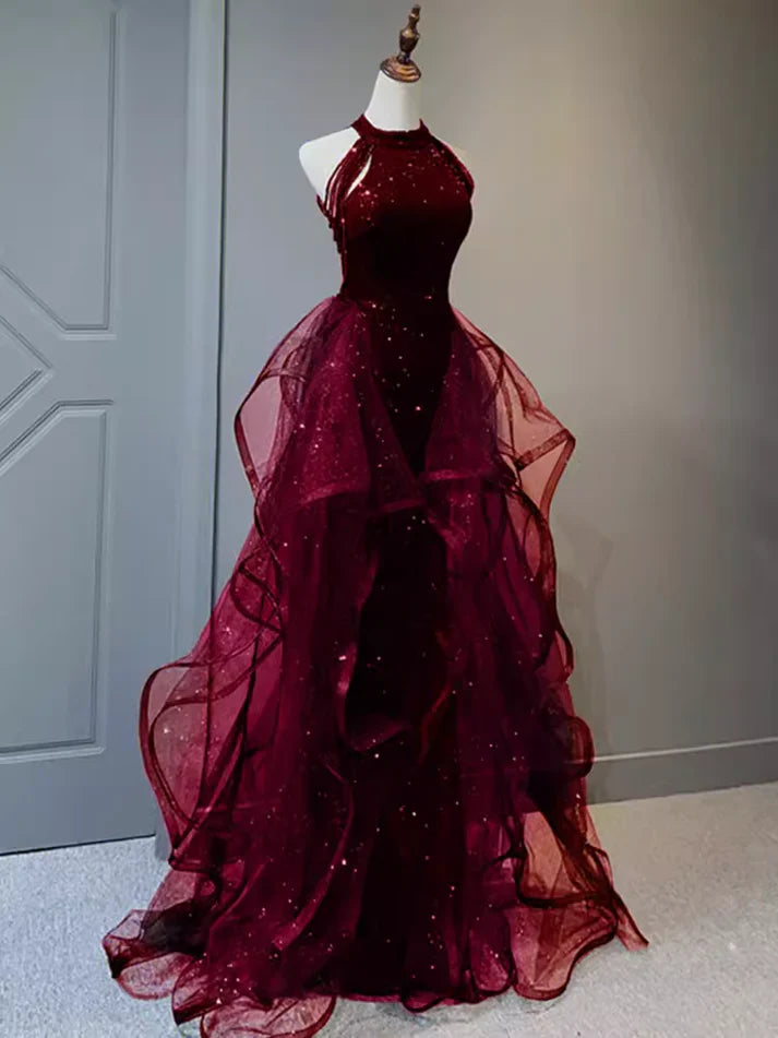 Burgundy/Black/Blue Shiny Bodycon Sequined Long Elegant Ball Gown Evening Dress gh3058