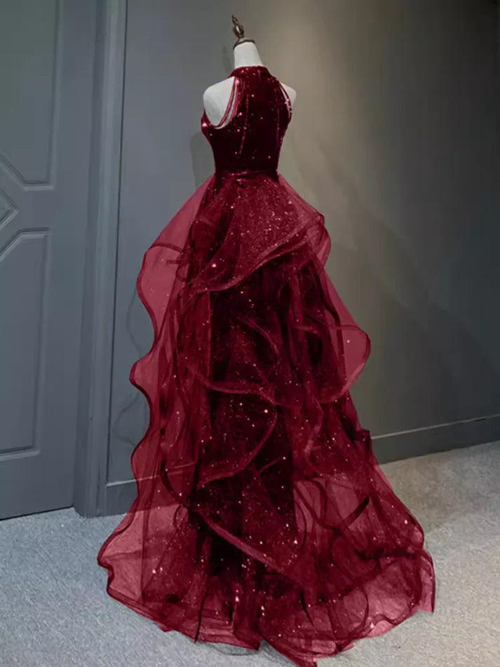Burgundy/Black/Blue Shiny Bodycon Sequined Long Elegant Ball Gown Evening Dress gh3058