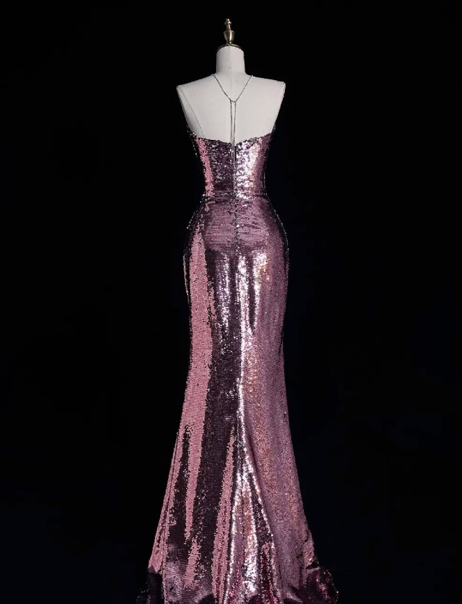 Stunning Mermaid Sweetheart Neck Purple Sequin Long Prom Dress Graduation Prom Dress SH2491