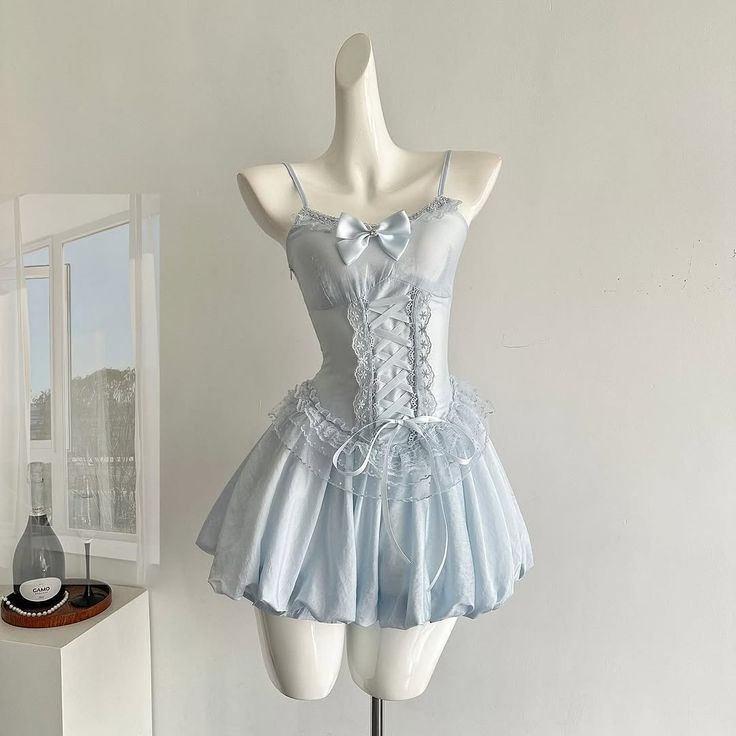 Elegant Spaghetti Straps Blue A Line Travel Vacation Dress Short Women Dress S837