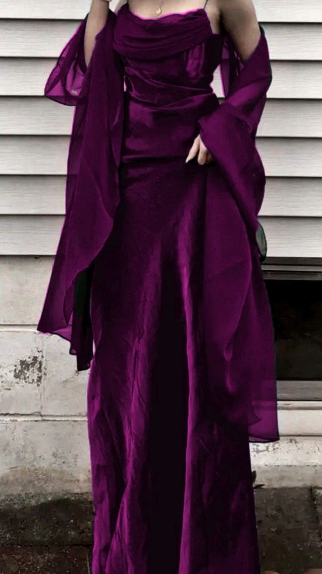 Vintage A Line Spaghetti Straps Green Chiffon Prom Dresses Long Evening Gown Formal Party Dress With Ribbon SD1302