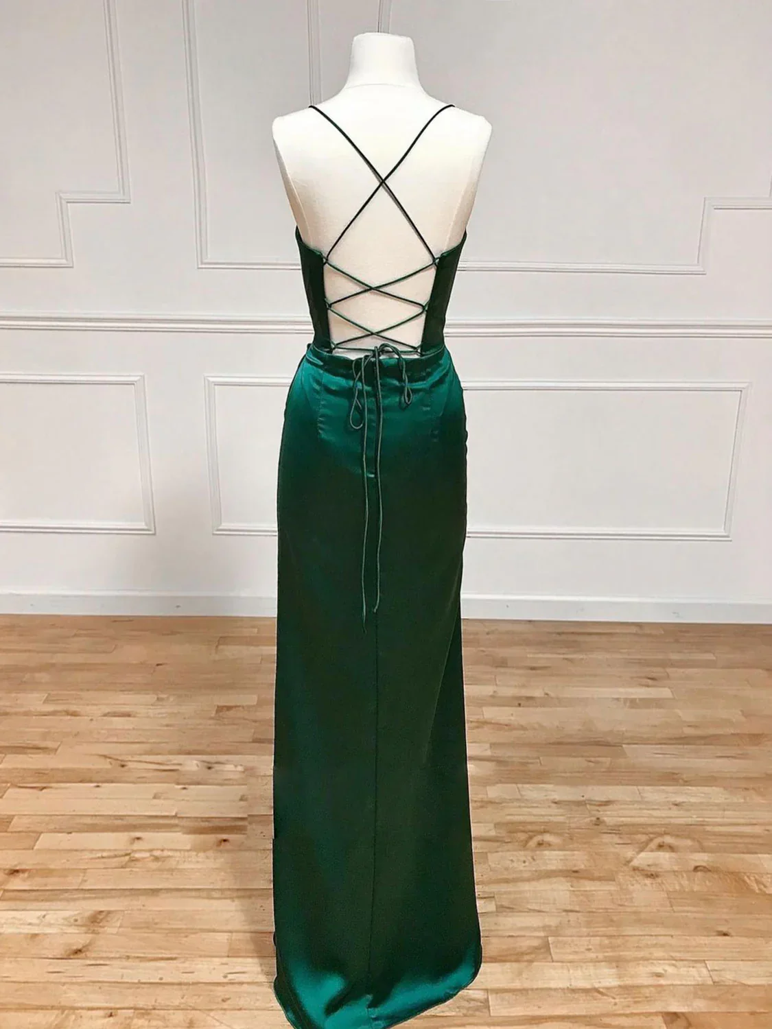 Sexy Mermaid Spaghetti Straps Olive Green Long Evening Dress Backless Prom Dresses SD1505
