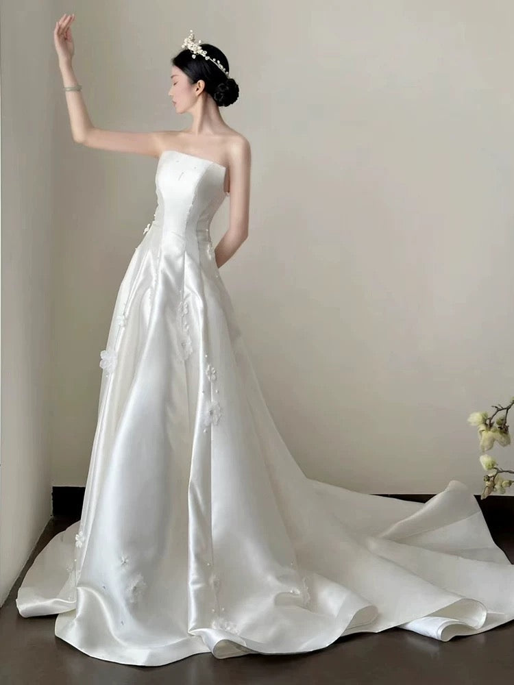 Timeless Ball Gown Off The Shoulder White Tulle Long Wedding Dresses Bridal Dress SD1977