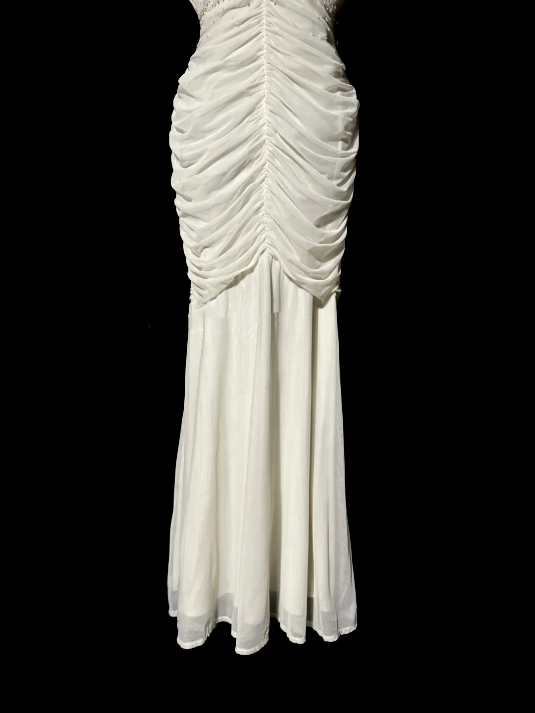 Classy Mermaid V Neckline Chiffon White Beads Long Evening Dress Prom Dresses H2965