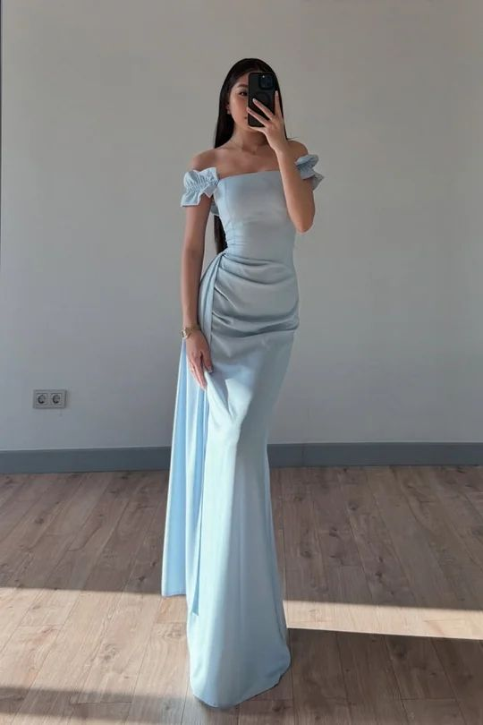 Pretty Mermaid Spaghetti Straps Blue Long Prom Dresses Party Dress SD1342