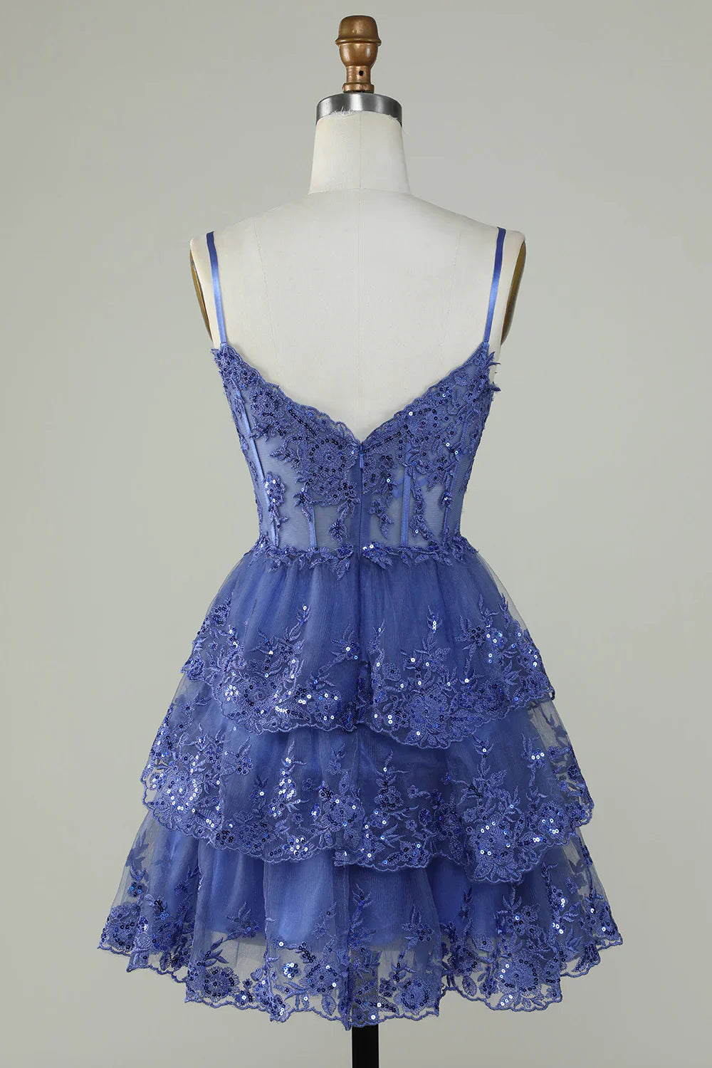 Sparkly Spaghetti Straps Sequins Purple Short Homecoming Dress