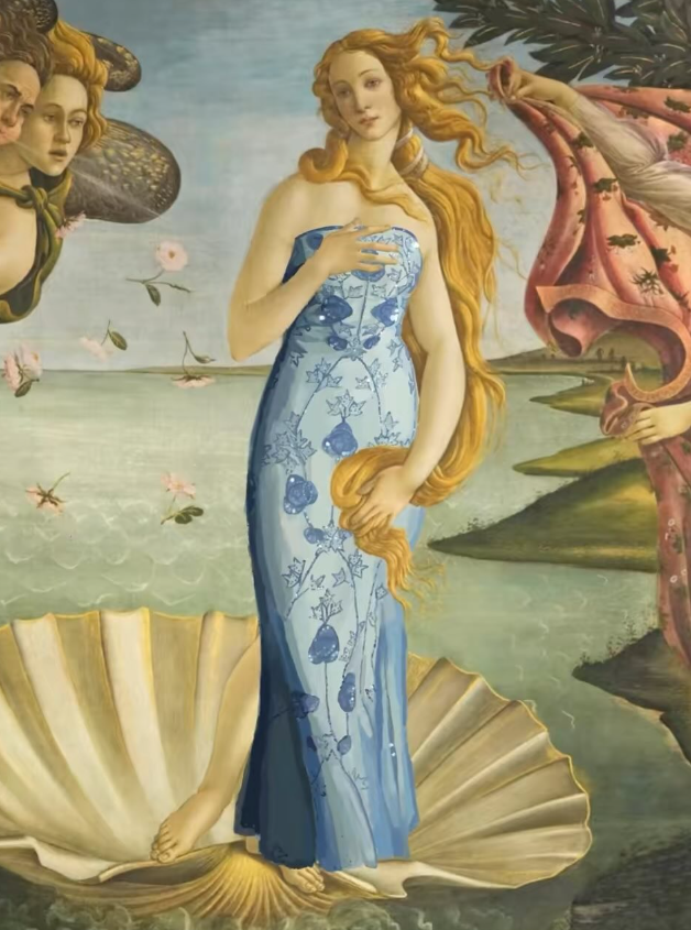 Vintage Sheath Strapless Beaded Appliques Blue Chiffon Satin Prom Dress Evening Dress SH2626