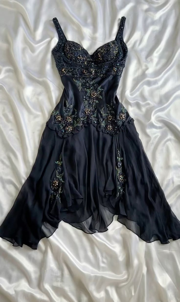 Gorgeous Black Chiffon Satin Beaded A Line Short Birthday Outfits Graduation Homecoming Dress S782