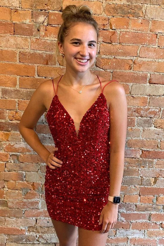 Sheath Royal Blue Sequins Short Homecoming Dress with Criss Cross Back SH698
