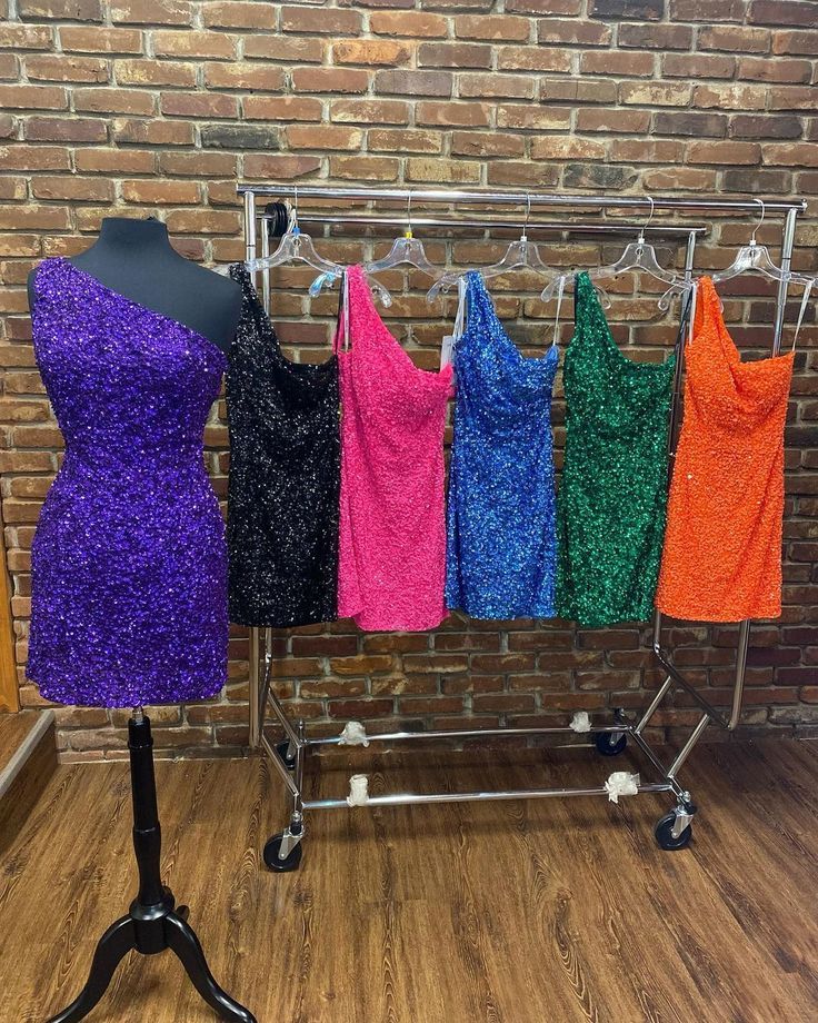 One Shoulder Red Sequins Tight Party Dress,Cocktail Party Dresses
