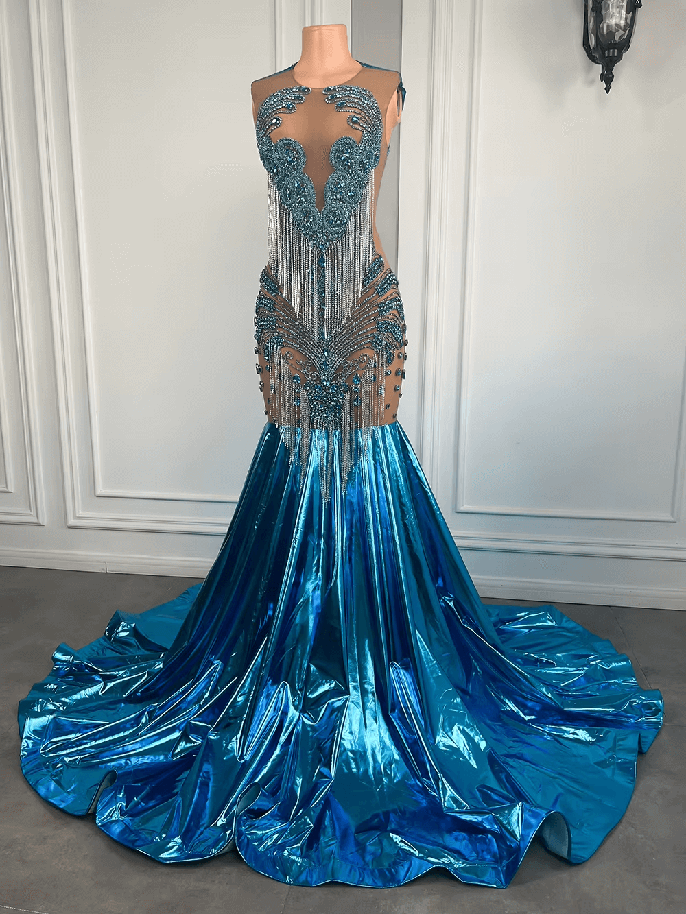 Luxury Formal Dresses Black Girl Crystal Holiday Dress Party