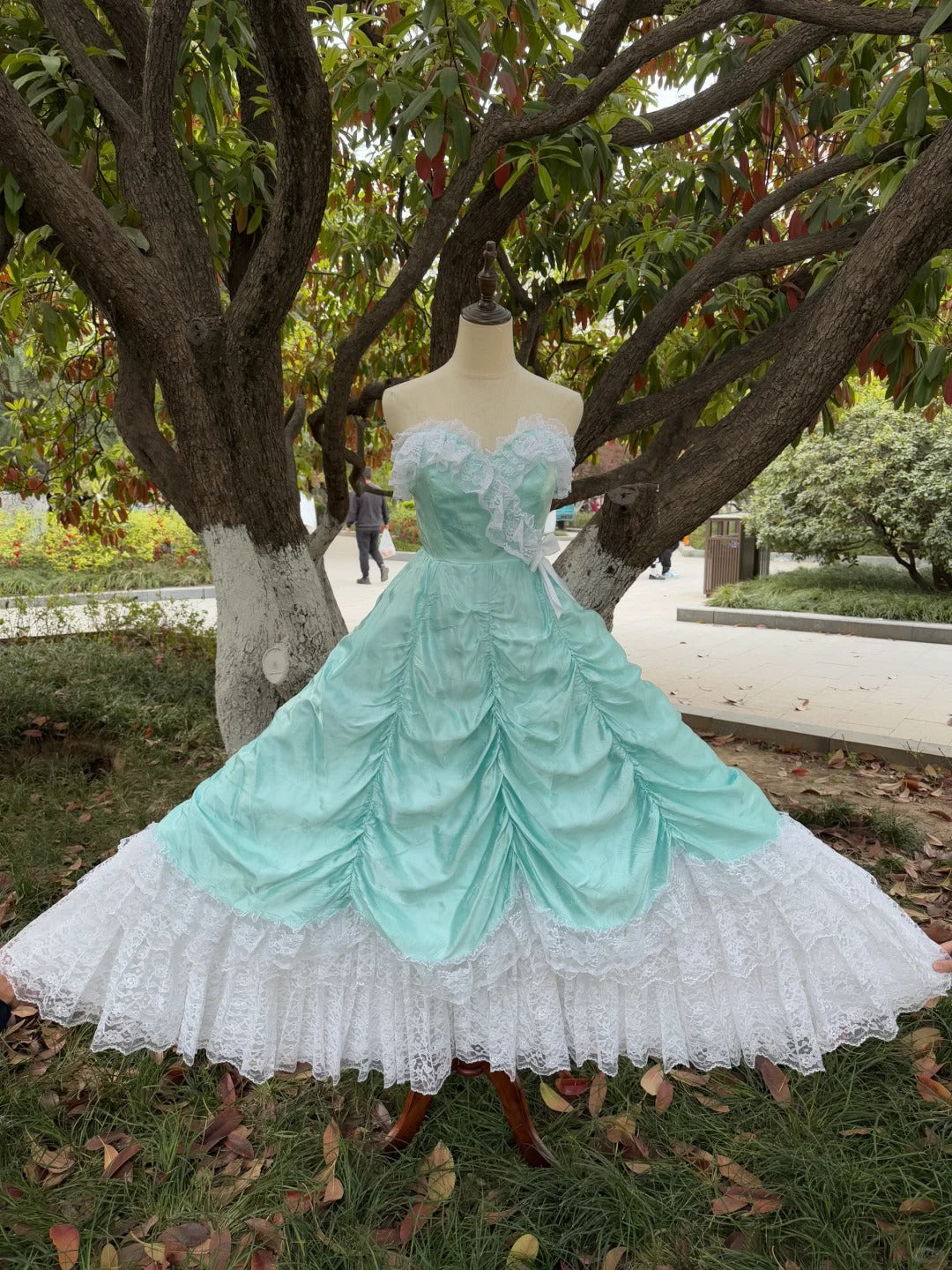 Mint Green Stunning Fashion Retro Elegant Delicate Lace Long Chiffon Ball Gown Evening Dress Birthday Party Dress gh4146