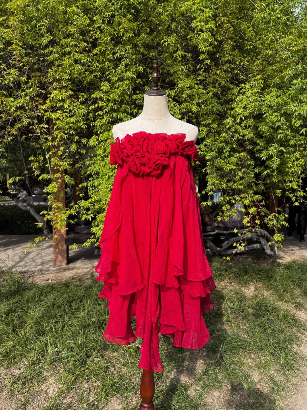 Red Stunning Fashion Vintage Elegant Delicate Floral Long Chiffon Homecoming Dress Prom Dress Evening Dress Birthday Party Dress gh4145
