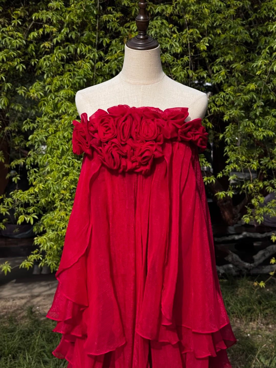 Red Stunning Fashion Vintage Elegant Delicate Floral Long Chiffon Homecoming Dress Prom Dress Evening Dress Birthday Party Dress gh4145