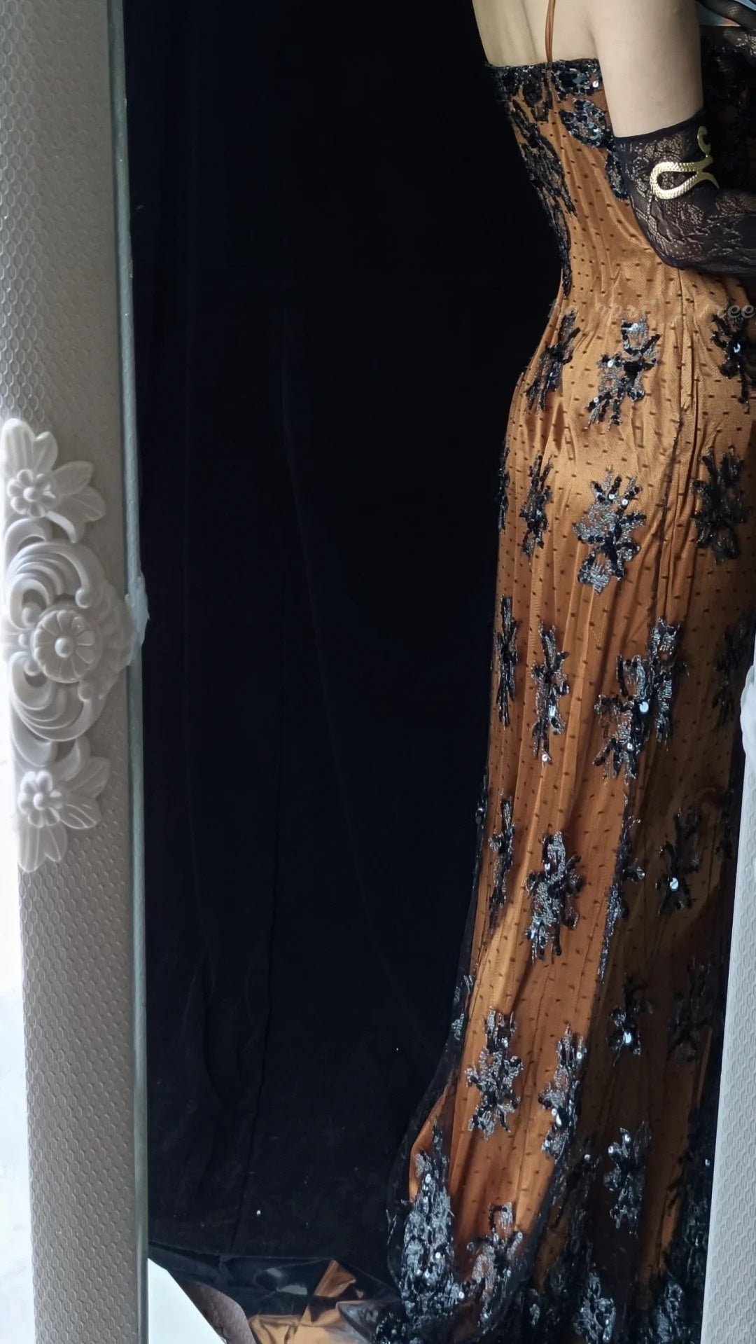 Brown Gorgeous Vintage Floral Beading Elegant Long Satin Mermaid Slim Fit Ball Gown Evening Gown Party Dress gh4712