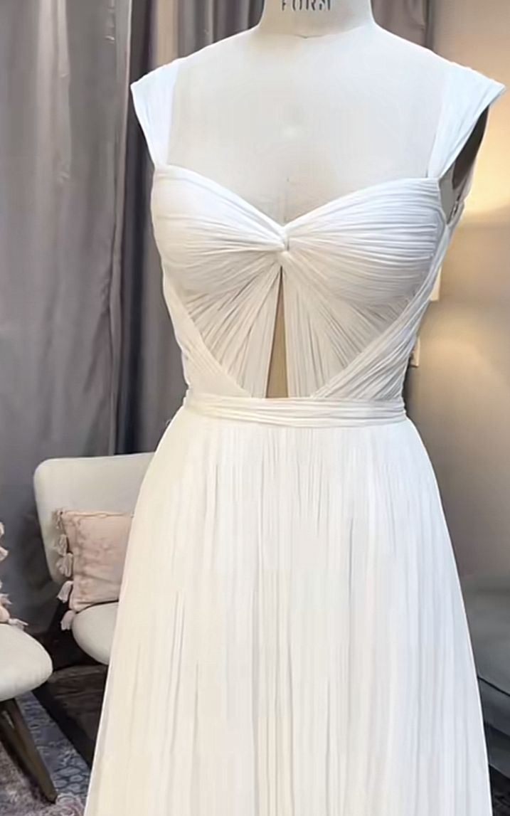 Rustic Wedding Dress A line Sweetheart Chiffon White Beach Summer Long Wedding Dresses Brides Dress Bridal Gowns W0136