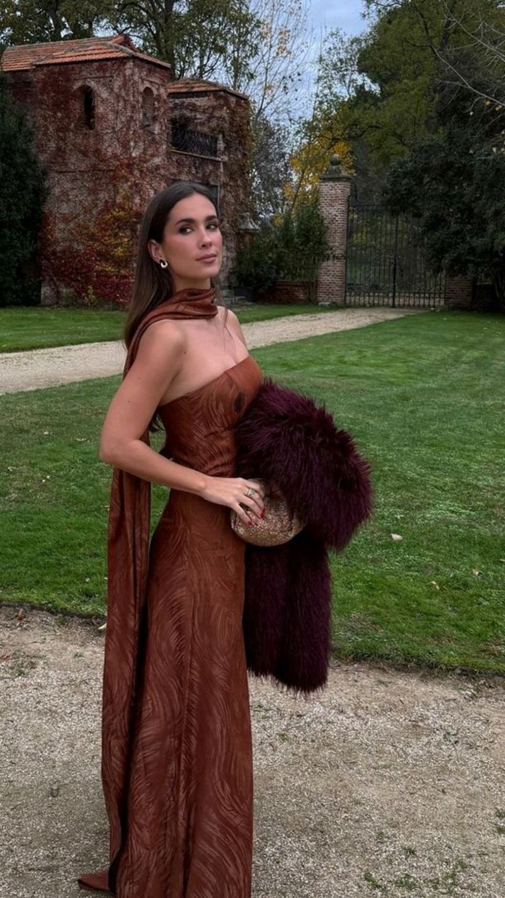 Modest A line Strapless Brown Lace 20th Birthday Dress With Scarf Prom Dress 18th Birthday Outfits For Women W0164