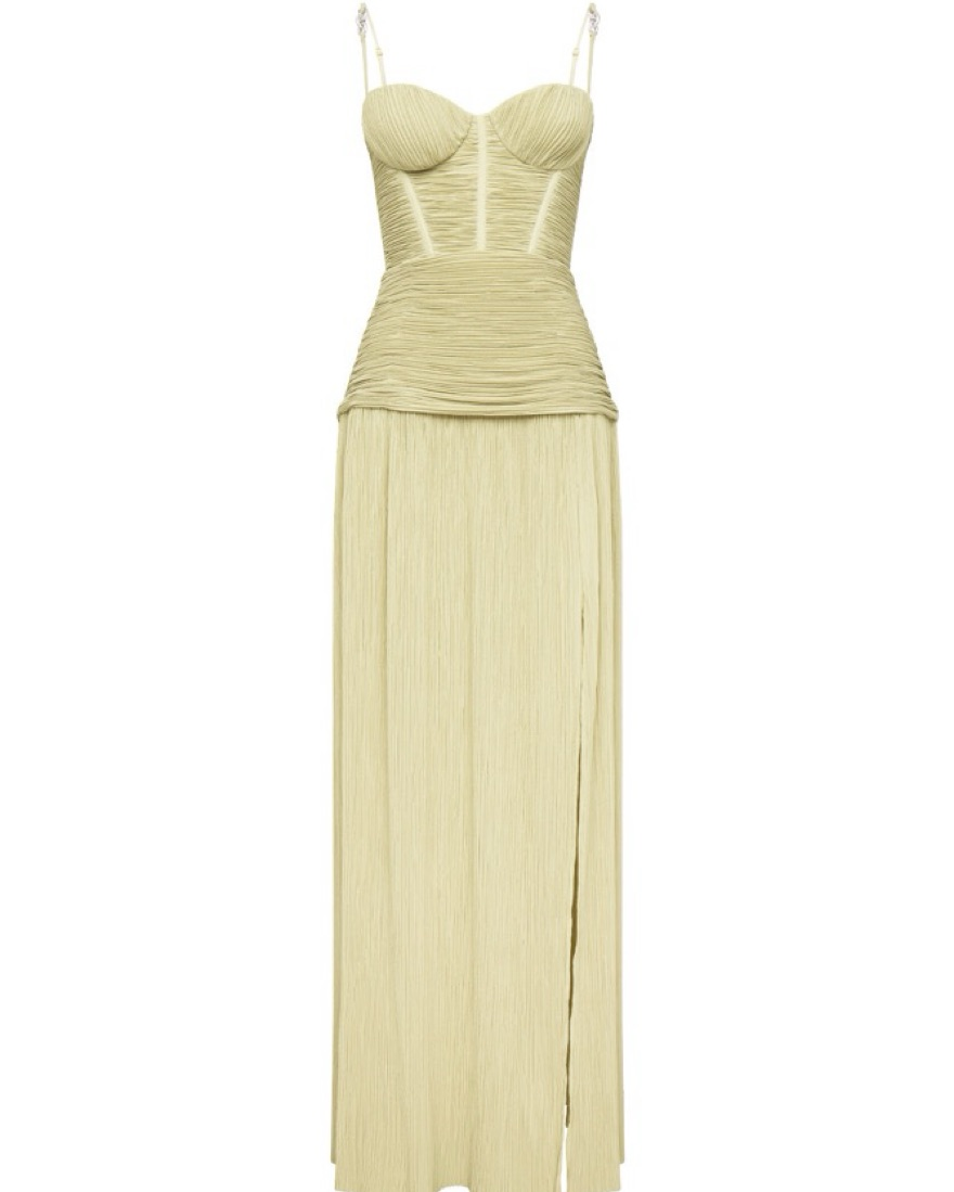 Modest A line Spaghetti Straps Green Prom Dresses Formal Summer Spring Slit Wedding Guest Dresses Wedding Guest Outfit W0179