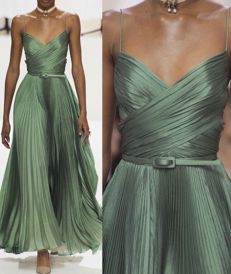 Modest A line Spaghetti Straps Green Prom Dresses Formal Summer Spring Wedding Guest Dresses Wedding Guest Outfit W0200