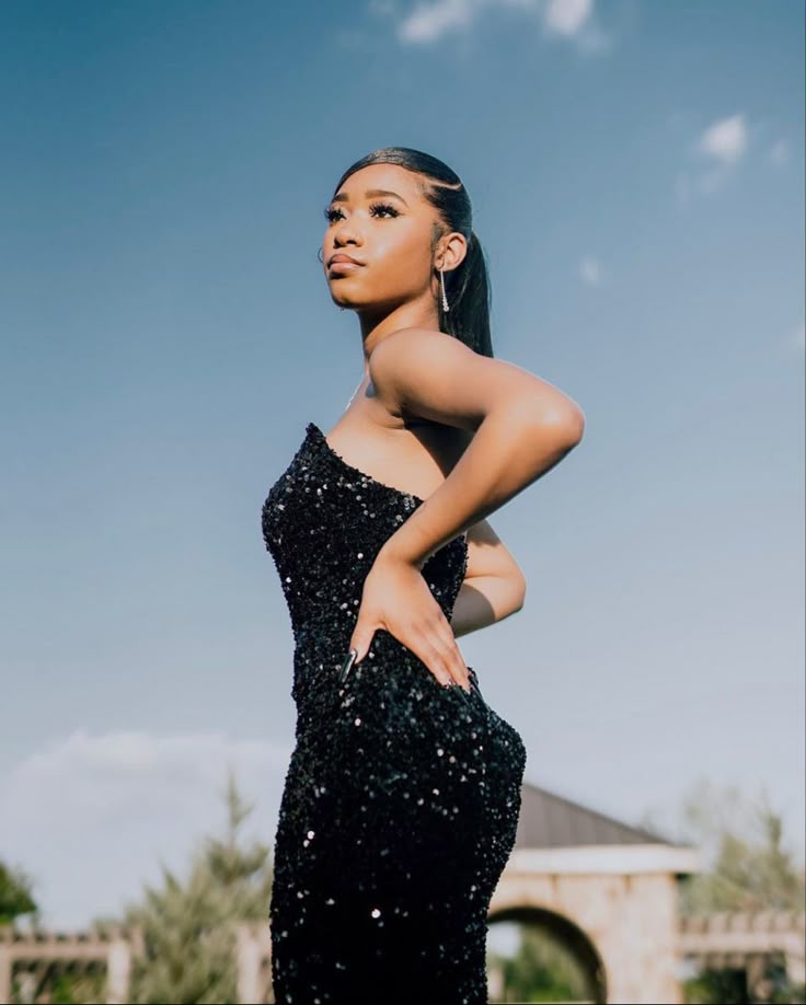 Vintage Mermaid Sweetheart Black Sequin Long Prom Dresses Party Dress Black Girl Outfits Graduation Dresses W0415