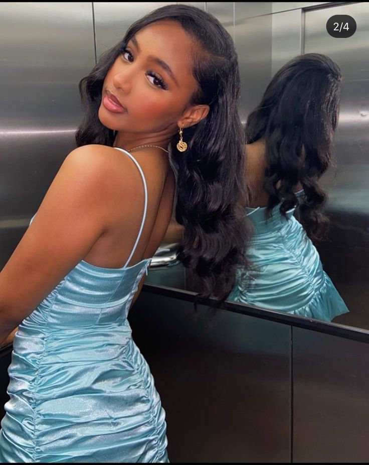 Cute Sheath Spaghetti Straps Blue Satin Short Summer Birthday Dresses Hoco Dress Mini 18th Birthday Outfit Cocktail Dresses W0417