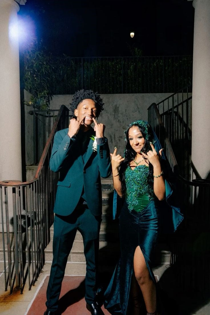 Sexy Mermaid Sweetheart Green Sleeveless Long Prom Dresses Party Dress Black Girl Birthday Outfits Graduation Dresses W0443