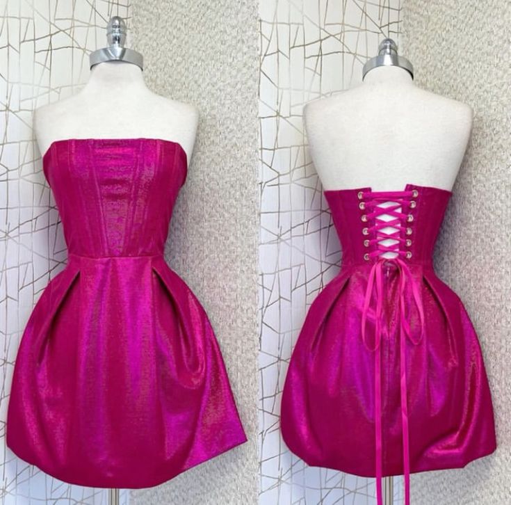 Elegant Ball Gown Strapless Summer Birthday Dresses For Teens Hot Pink Sequin Hoco Dress Mini 18th Birthday Outfit Cocktail Dresses W0519