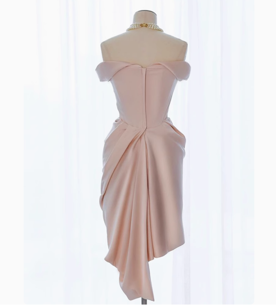 Sexy Sheath Off The Shoulder Pink Satin Short Homecoming Dresses Summer Hoco Dresses Cocktail Dress Birthday Outfits W0725