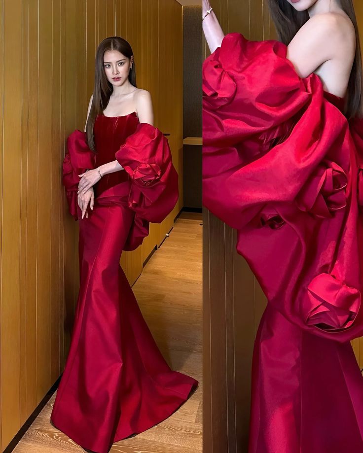 Elegant Mermaid Strapless Burgundy Velvet Long Prom Dresses Party Dress Summer 20th Birthday Outfits Birthday Dresses W1004
