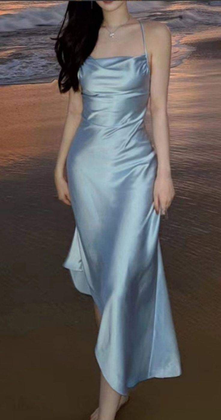 Elegant A line Halter Light Sky Blue Long Prom Dresses Party Dress Summer 20th Birthday Outfits 18th Birthday Dresses W1033