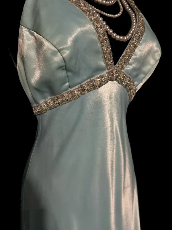 Vintage Sheath Straps Light Sky Blue 90s Long Prom Dresses Party Dress 20th Birthday Outfits Graduation Dresses SH3506