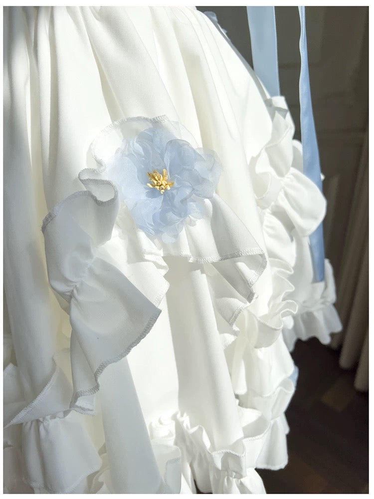 Trendy Ball Gown Spaghetti Straps White Chiffon Short 8th Grade Homecoming Dress Summer Middle School Hoco Dresses Cocktail Dress Birthday Outfits W968