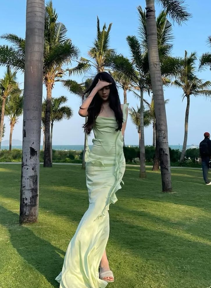 Sexy Mermaid Square Neck Mint Green Long Prom Dresses Party Dress Summer 20th Birthday Outfits Birthday Dresses W997