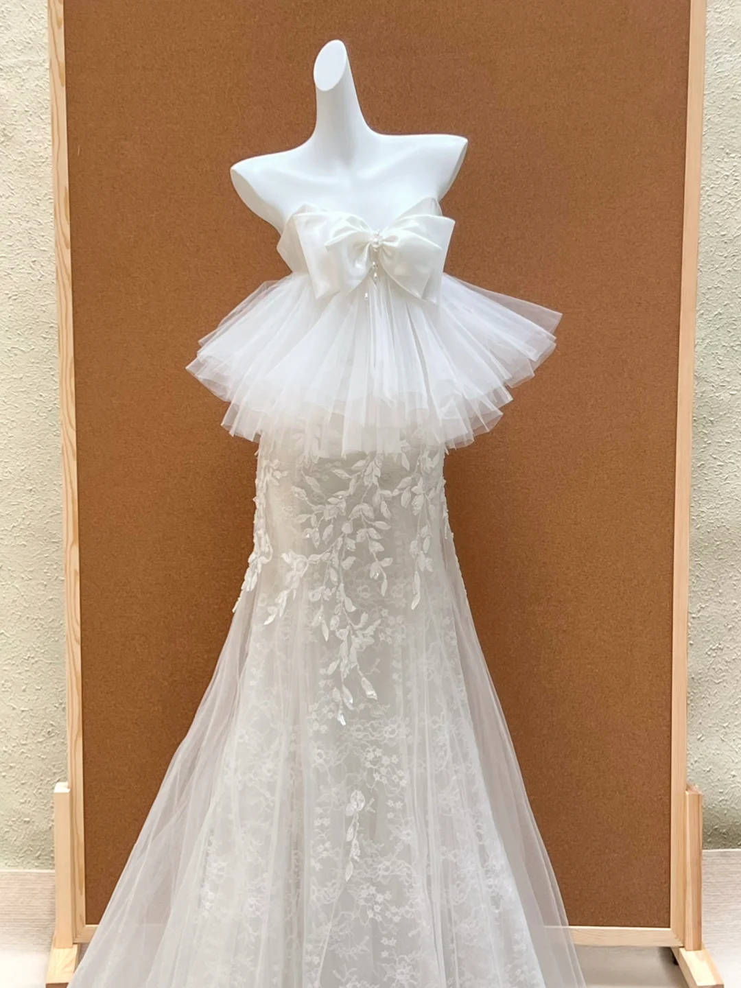 Romantic Bridal Gown Mermaid Strapless White Tulle Wedding Dresses Minimalist Bridal Gowns WD001