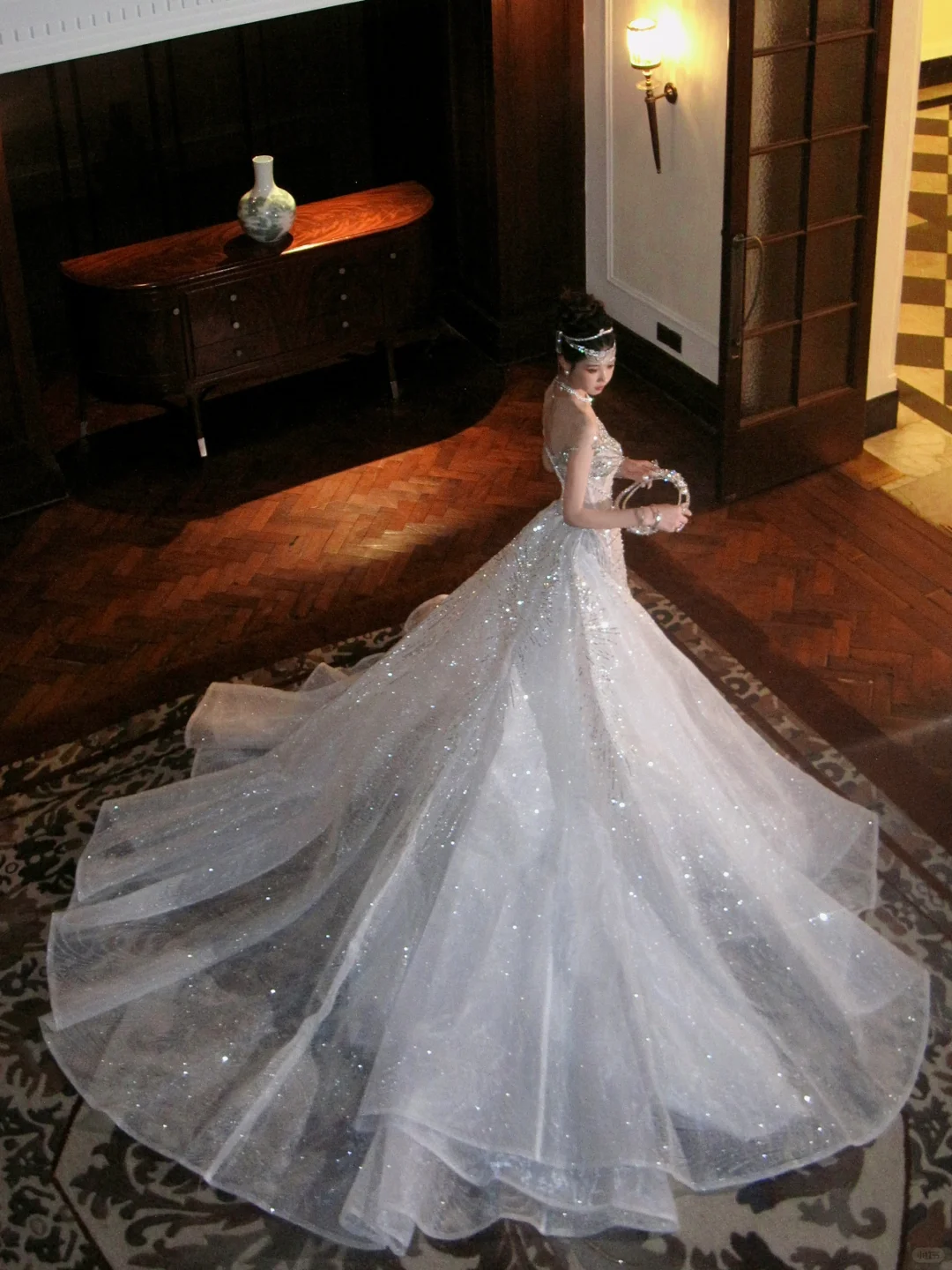 Sexy Wedding Dress Mermaid Sequin Beads Long Silver Wedding Dresses Bride Dress Bridal Gowns WD068