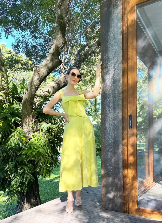 Yellow A Line Straps Satin Prom Dress Evening Dress with Bow SH2069