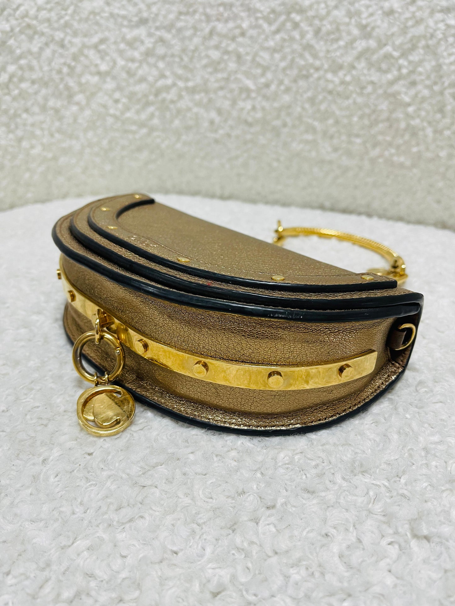 Chloe gold leather nile bracelet minaudiere crossbody bag