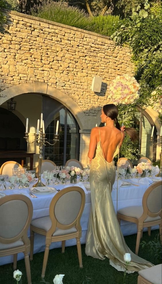 Sexy Backless Yellow Mermaid Prom Dress Evening Gown SH1255