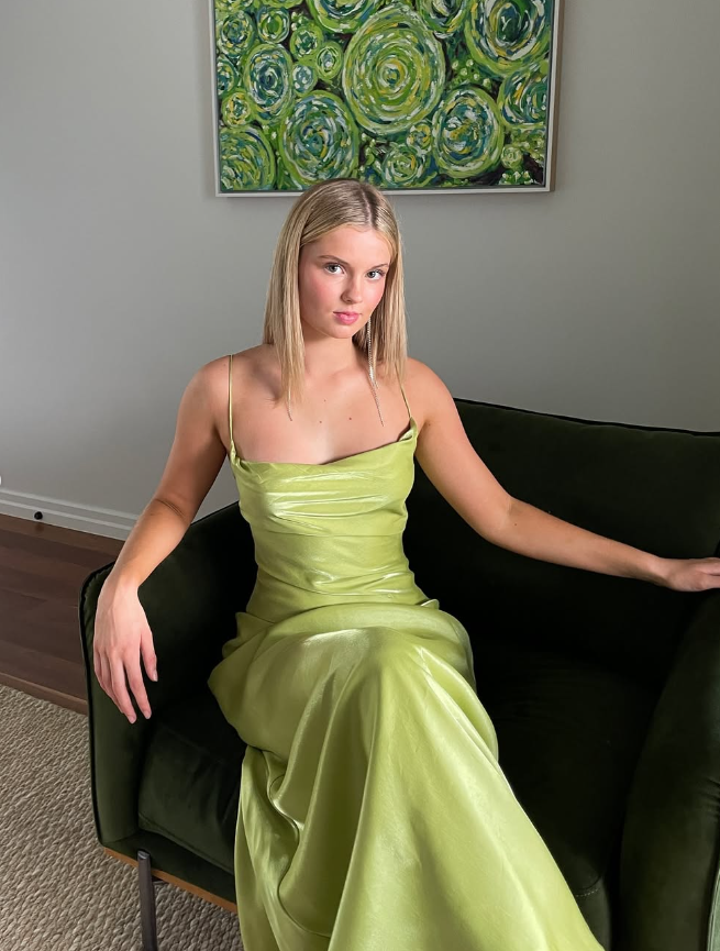 Simple Sheath Spaghetti Strap Green Satin Long Prom Dress Graduation Prom Dress SH2591
