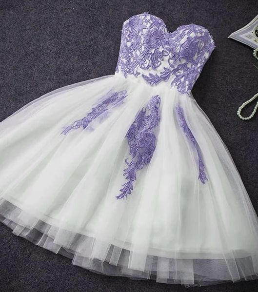 A-line Blue Sweetheart Strapless Appliques Homecoming Dresses SH790