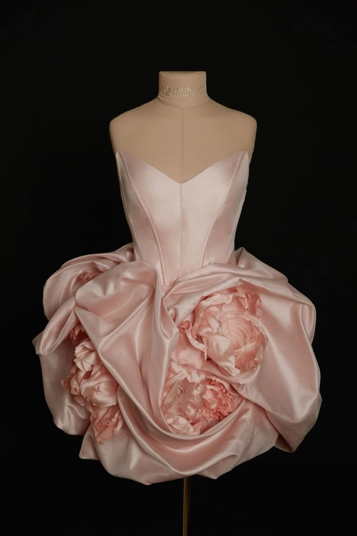 Pink Strapless Satin Pleated Flowers Homecoming Dress Short Birthday Dress S385