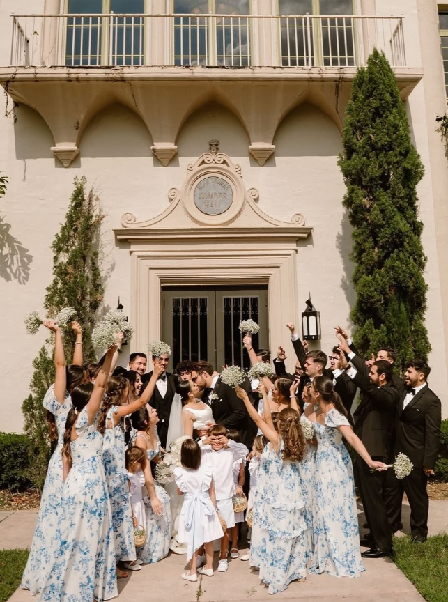 Cute A Line Puff Sleeve Print Floral Chiffon Long Bridesmaid Dress Graduation Prom Dress SH2592