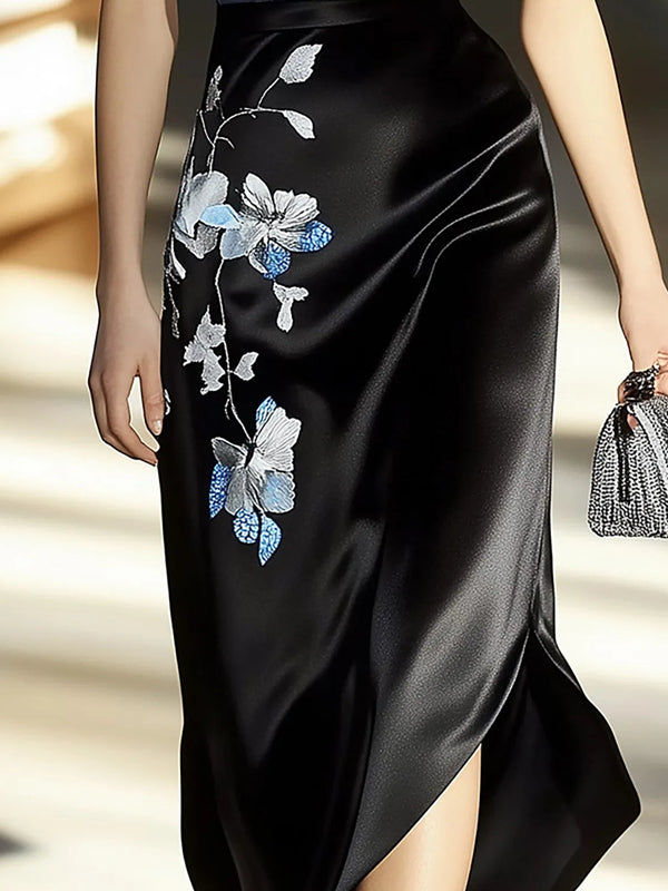 Gradient Embroidered Midi Dress