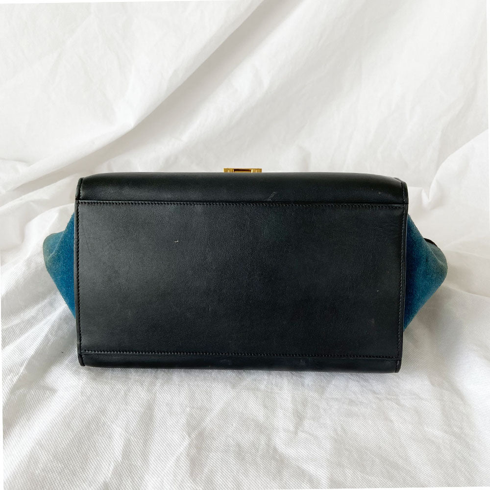 Céline Blue Suede and Leather Mini Trapeze Bag