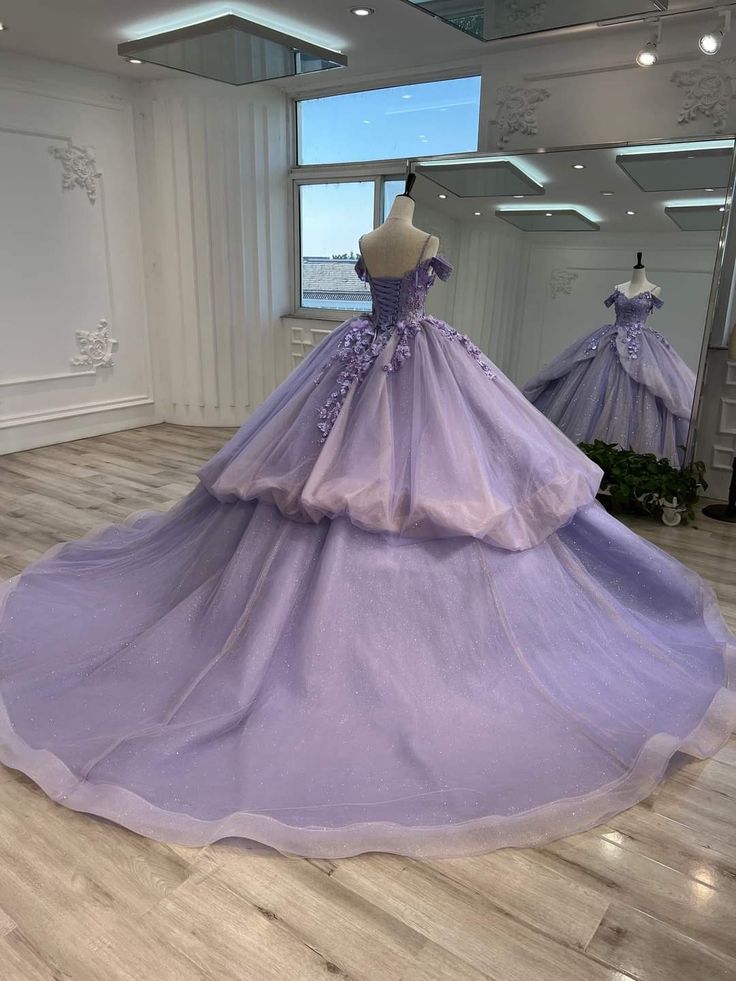 Light purple spaghetti strap applique beaded long tulle ball gown evening gown adult ceremony gown graduation ceremony gown gh3123